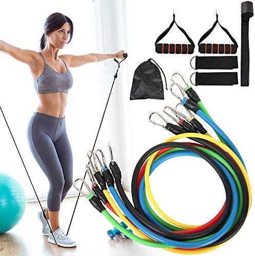Juego de bandas elásticas de resistencia con 5 bandas elásticas para pilates y fitness, extensores pectorales, látex, entrenamiento en casa, para herramientas de fisioterapia, yoga, crossfit Juego de bandas elásticas de resistencia con 5 bandas elásticas para pilates y fitness, extensores pectorales, látex, entrenamiento en casa, para herramientas de fisioterapia, yoga, crossfit