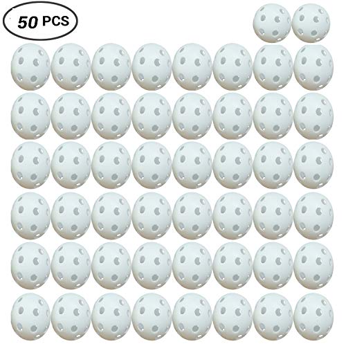 Juego de Bolas plásticas de Entrenamiento de Golf de 50, Bolas de Golf Wiffle Huecas de 5 Pulgadas de Flujo de Aire para Campo de prácticas, práctica de Swing, Uso en el hogar. (Blanco)