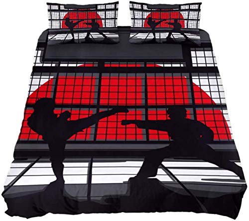 Juego de Funda nórdica - Dojo de Taekwondo- Juego de Cama Decorativo de 3 Piezas 2 Fundas de Almohada 220x240cm Juego de Funda nórdica - Dojo de Taekwondo- Juego de Cama Decorativo de 3 Piezas 2 Fundas de Almohada 220x240cm