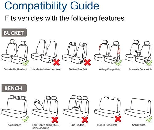 Juego de fundas de asiento de coche para camioneta de 5 plazas SUV de cuero artificial protección de asiento interior del coche 2 colores,Negro