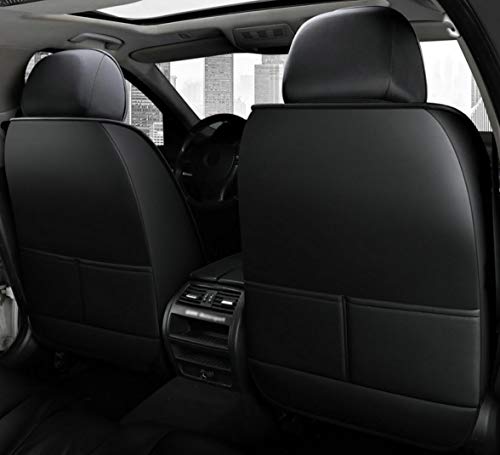 Juego de fundas de asiento de coche para camioneta de 5 plazas SUV de cuero artificial protección de asiento interior del coche 2 colores,Negro
