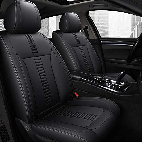 Juego de fundas de asiento de coche para camioneta de 5 plazas SUV de cuero artificial protección de asiento interior del coche 2 colores,Negro