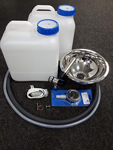Juego de grifería y contenedores de agua para fregadero de cocina de camping Easy Camper Germany Juego de grifería y contenedores de agua para fregadero de cocina de camping Easy Camper Germany