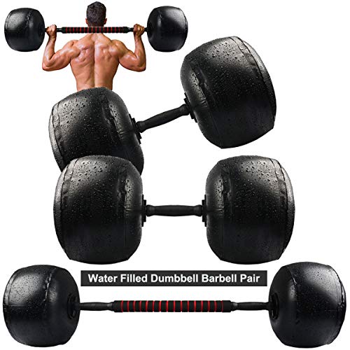 Juego de Mancuernas Ajustable 2 en 1, Mancuernas llenas de Agua de 20-40KG, con Barra de conexión Adicional, Barra con Pesas para Hombres y Mujeres, Pesas para Gimnasio en casa, 1 par (Negro-1 par)