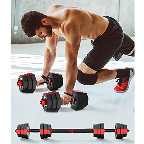 Juego de mancuernas de fitness con mancuernas ajustables, equipo de fitness para el hogar para hombres y mujeres, entrenamiento de entrenamiento con biela utilizada como barra (10 - 40kg) (Size:10 kg)