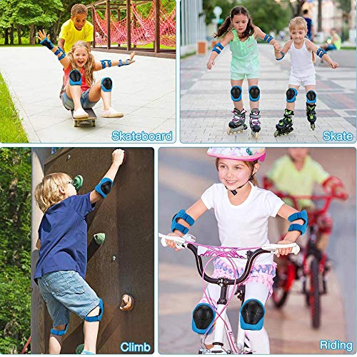 Juego de Protecciones Infantil, Rodilleras para niños Set 6 Piezas, Knee Pads, Coderas muñequeras Conjunto de Equipo de protección para Bicicleta Patinaje Ciclismo Monopatín y Deportes Extremos