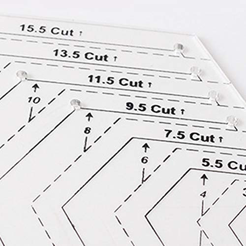 Juego de reglas para acolchar, 4 plantillas cuadradas de plástico transparente, triángulo, hexagonal, 45 grados, regla de 60 grados, manualidades (transparente)