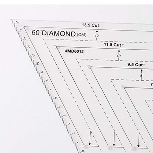 Juego de reglas para acolchar, 4 plantillas cuadradas de plástico transparente, triángulo, hexagonal, 45 grados, regla de 60 grados, manualidades (transparente)