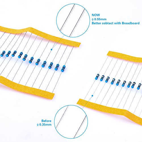 Juego de Resistencias Surtido de 17 Valores kuman, 0 Ohm-1M Ohm (Paquete de 525) con Soldadura Terminado 5x7cm PCB Placa de Circuito Placa de Mando para Arduino Rasbperry PI K78