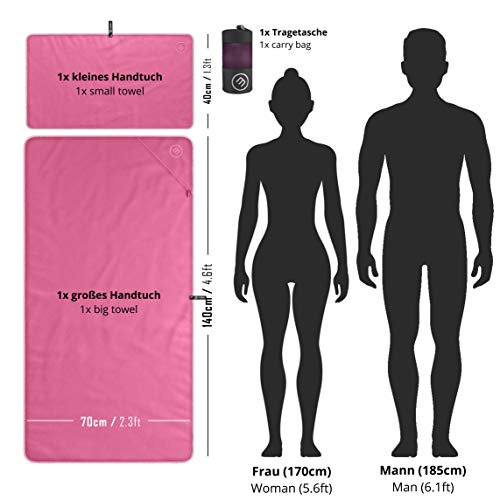 Juego de Toallas de Microfibra + Funda de Transporte | Set de 2 Azules: Grande para baño, pequeño para Cuerpo y Cara | Ultra-Ligeras, absorbentes, de Secado rápido - Deporte Viaje Playa Gimnasio Juego de Toallas de Microfibra + Funda de Transporte | Set de 2 Azules: Grande para baño, pequeño para Cuerpo y Cara | Ultra-Ligeras, absorbentes, de Secado rápido - Deporte Viaje Playa Gimnasio