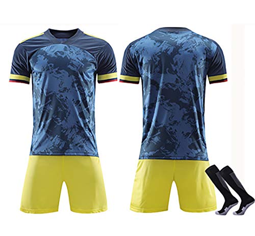 Juego de Uniformes de fútbol para niños Adultos, 2021 James # 10 Colombia New Fans Soccer Jersey, Sportswear Shorts Top Custom Made-L