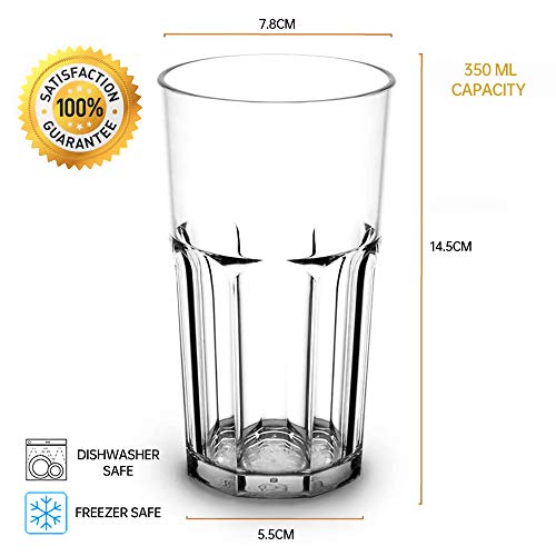 Juego de vasos de cóctel de 6 a 350 ml para vaso Highball transparente para agua potable, cerveza, jugo, batido, coque, bebidas, refrescos