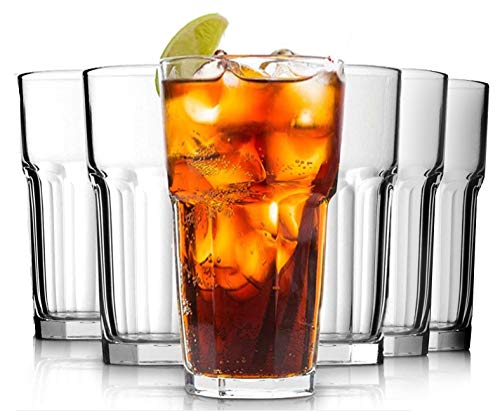 Juego de vasos de cóctel de 6 a 350 ml para vaso Highball transparente para agua potable, cerveza, jugo, batido, coque, bebidas, refrescos