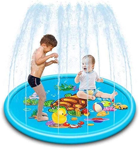 Juego de Verano Splash Pad + césped Toboganes de Agua para niños, rociador Play Mat Spray Toys Rociador Splash Pad Play Mat Espesar Water Sprinkler Pad Large Splash Sprint Pad Jardín al Aire Libre pa