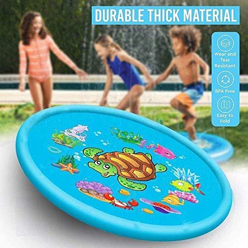 Juego de Verano Splash Pad + césped Toboganes de Agua para niños, rociador Play Mat Spray Toys Rociador Splash Pad Play Mat Espesar Water Sprinkler Pad Large Splash Sprint Pad Jardín al Aire Libre pa