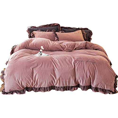 juegos de sábanas de 90 de oferta-Funda nórdica de lana de doble cara de invierno hoja de franela cama de lana de cristal cama de lana gruesa funda de almohada de regalo-C_Cama de 1,8 m (4 piezas)