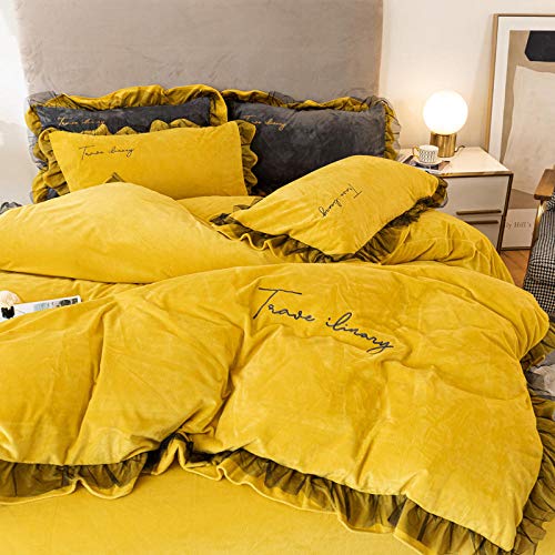 juegos de sábanas de 90 de oferta-Funda nórdica de lana de doble cara de invierno hoja de franela cama de lana de cristal cama de lana gruesa funda de almohada de regalo-C_Cama de 1,8 m (4 piezas)