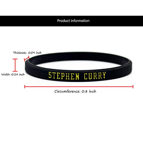 Jugador de Baloncesto Estrella inspiradora Firma Pulseras Finas Ventiladores Deporte Silicona pequeña Pulsera (Curry)