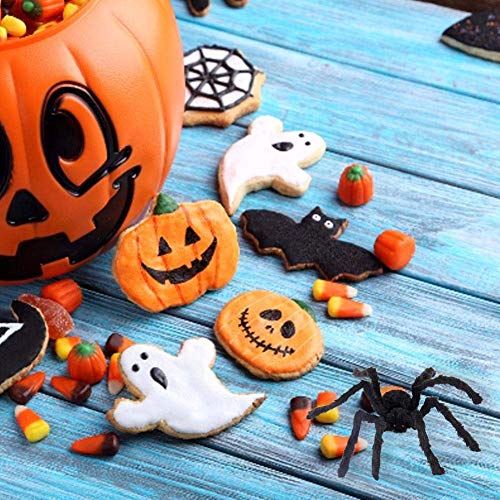 Juguete de peluche de araña negra, 30 cm, decoración de Halloween de araña falsa para decoración de casa encantada, decoración de araña aterradora