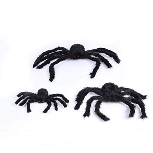 Juguete de peluche de araña negra, 30 cm, decoración de Halloween de araña falsa para decoración de casa encantada, decoración de araña aterradora