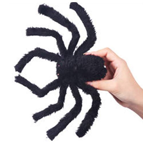 Juguete de peluche de araña negra, 30 cm, decoración de Halloween de araña falsa para decoración de casa encantada, decoración de araña aterradora