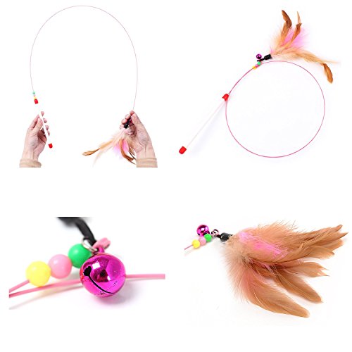 Juguetes para Gatos, 10 Piezas Juguete Interactivo para Gatos con Plumas para Kitty, mascotas juguetes, Juguete para Perros