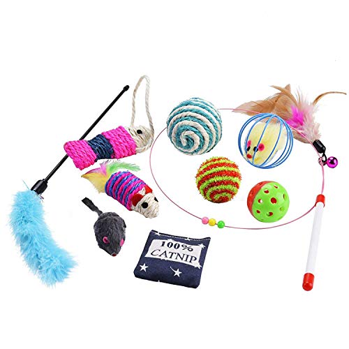 Juguetes para Gatos, 10 Piezas Juguete Interactivo para Gatos con Plumas para Kitty, mascotas juguetes, Juguete para Perros Juguetes para Gatos, 10 Piezas Juguete Interactivo para Gatos con Plumas para Kitty, mascotas juguetes, Juguete para Perros