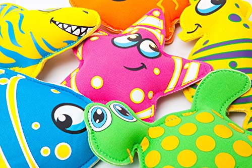Juguetes sumergibles de neopreno rellenos de arena, ideales como accesorios infantiles para nadar o bucear. Este juguete es ideal para piscinas, lagos o el mar. Diseño : Peces(Naranja)