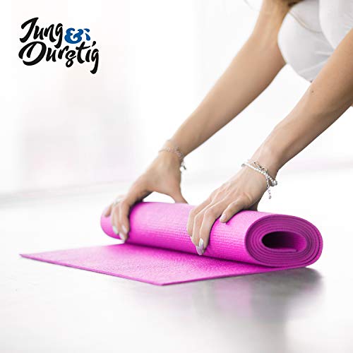 Jung & Durstig Esterilla de yoga 2 en 1 acolchada y antideslizante, color rosa, 173 x 61 cm