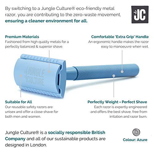 Jungle Culture® Maquina de Afeitar Para Mujer | Rasuradora Clásica Compatible Con Cuchillas de Doble Filo | Maquina de Afeitar Ecológica de una Sola Hoja Para Cuerpo y Rostro, Belleza Sin Desperdicio