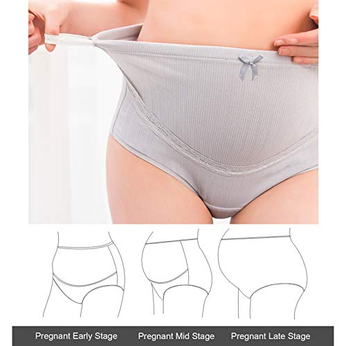 Junket Braguita de Premamá de Cintura Alta, Bragas de algodón premamá con Soporte Abdominal Mujer Soporte Abdominal, Paquete de 3B-2XL