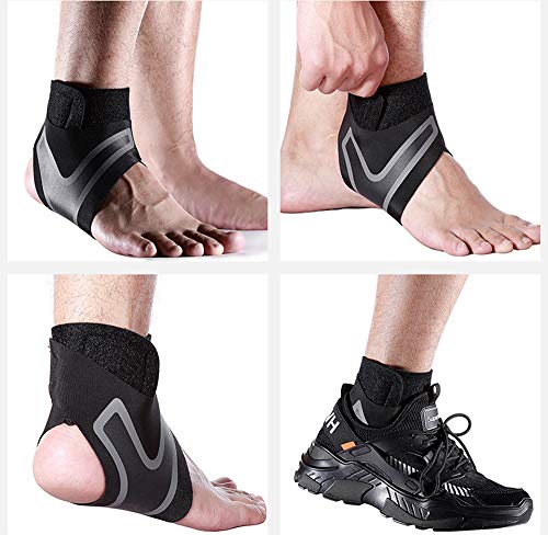 JUNSHUO Tobilleras Deportivas Soporte de Tobillo, Ajustable, Transpirable, Elástico, Anti-esguince, Compression Tobillera Protector de Mujeres Hombres Tobillo Baloncesto Futbol Ciclismo, L