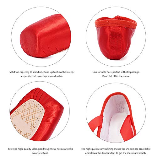JUODVMP Zapatos de Danza de Punta Suave Zapatillas de Ballet con Puntera de Gel de Silicona y Cintas para Mujeres y Niñas,Modelo TJ-ZJBL,Rojo,37EU JUODVMP Zapatos de Danza de Punta Suave Zapatillas de Ballet con Puntera de Gel de Silicona y Cintas para Mujeres y Niñas,Modelo TJ-ZJBL,Rojo,37EU