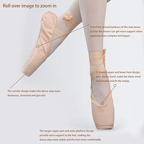 JUODVMP Zapatos de Danza de Punta Suave Zapatillas de Ballet con Puntera de Gel de Silicona y Cintas para Mujeres y Niñas,Modelo TJ-ZJBL,Rosado,36.5EU JUODVMP Zapatos de Danza de Punta Suave Zapatillas de Ballet con Puntera de Gel de Silicona y Cintas para Mujeres y Niñas,Modelo TJ-ZJBL,Rosado,36.5EU