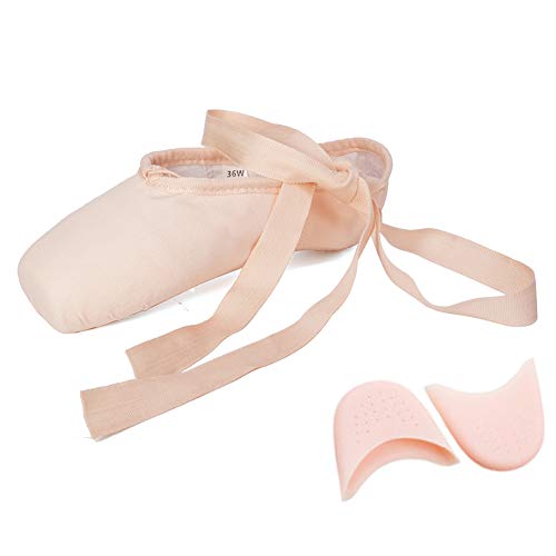 JUODVMP Zapatos de Danza de Punta Suave Zapatillas de Ballet con Puntera de Gel de Silicona y Cintas para Mujeres y Niñas,Modelo TJ-ZJBL,Rosado,36.5EU JUODVMP Zapatos de Danza de Punta Suave Zapatillas de Ballet con Puntera de Gel de Silicona y Cintas para Mujeres y Niñas,Modelo TJ-ZJBL,Rosado,36.5EU