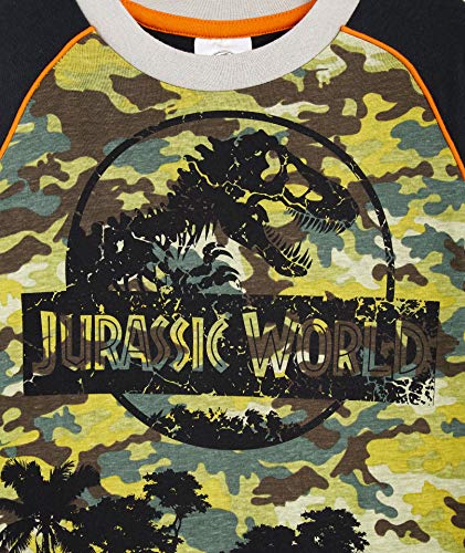 Jurassic World Pijama Niño, Pijama Dinosaurio Estampado Camuflaje, Pijamas de Dos Piezas Camiseta Manga Larga y Pantalones, Regalos Originales para Niños 3-12 Años (7-8 años)