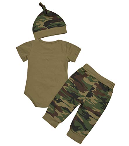 Jurebecia 3pcs Niñas Bebes Set de Ropa Daddy'S Girl Conjuntos a Juego Camuflaje Camiseta de Manga Corta+Pantalones+Sombrero 6-12M