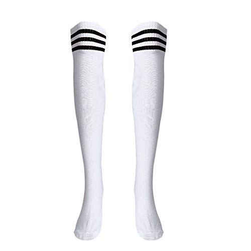 JURTEE Calcetines Altos Sobre La Rodilla Para Mujer Moda Rayas Calcetines De Futbol Calcetines De Estudiante, Negro/Azul/Rojo JURTEE Calcetines Altos Sobre La Rodilla Para Mujer Moda Rayas Calcetines De Futbol Calcetines De Estudiante, Negro/Azul/Rojo
