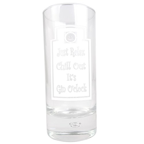 "Just Relax, Chill Out, It's Gin O' Clock" 10 oz Base de burbuja Hi-Ball Glass