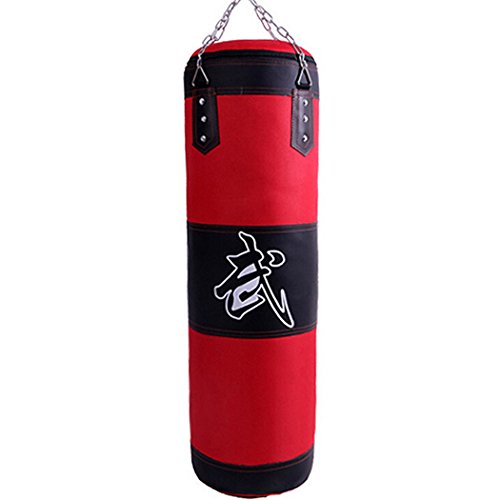 JUSTDOLIFE Saco de boxeo de cuero vacío para colgar cadena MMA artes marciales boxeo entrenamiento pesado bolsa de patada