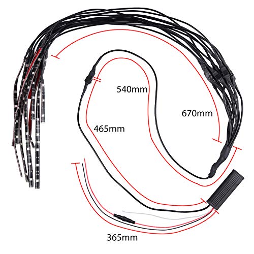 Justech 12PCs Tiras de Luces Led de Motocicleta 15 Colores RGB 72 LEDs Luz de Moto Impermeables IP65 con Adhesivo y Control Remoto Inalámbrico Luces Ambientes de Moto Perfecto para Decoración de Moto Justech 12PCs Tiras de Luces Led de Motocicleta 15 Colores RGB 72 LEDs Luz de Moto Impermeables IP65 con Adhesivo y Control Remoto Inalámbrico Luces Ambientes de Moto Perfecto para Decoración de Moto