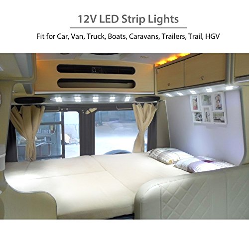 Justech Luces Interiores del Coche 12V LED Luces de Tira del Vehículo Domo Iluminación del Techo 40 LED Módulos Blancos 12V para Camper Van Caravana Camión Barcos