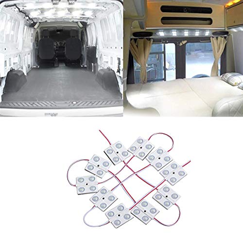 Justech Luces Interiores del Coche 12V LED Luces de Tira del Vehículo Domo Iluminación del Techo 40 LED Módulos Blancos 12V para Camper Van Caravana Camión Barcos