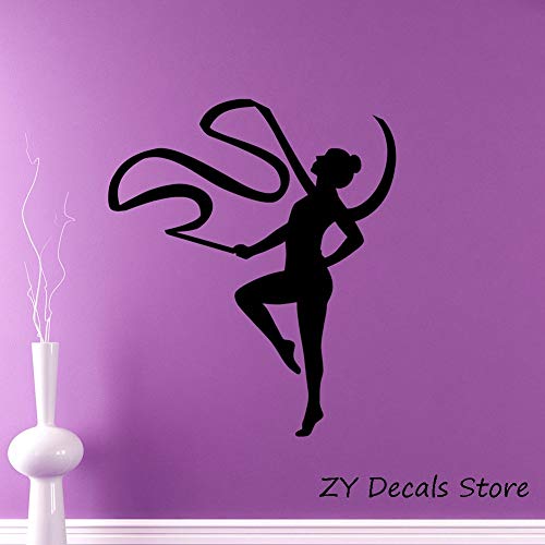 JXAA Calcomanías de Pared de niña de Gimnasia rítmica Acrobacias Pegatinas de Vinilo Deportes hogar Interior Dormitorio Arte Decorativo Mural Pegatinas de Pared 56 X 65 CM