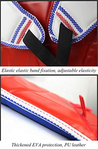 JXS-Outdoor Karate y Lucha Protector 5 x Kit - Alta Elasticidad EVA Relleno - Protector de la Ingle, Casco, Peto, espinilleras, Protectores de los Brazos,Azul,L