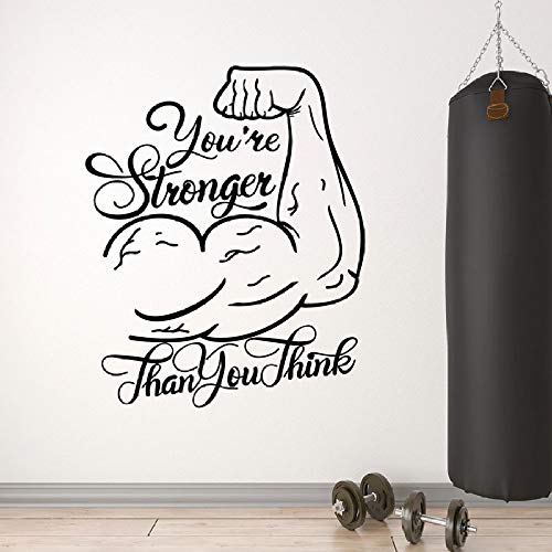 JXWR Tus calcomanías de Pared más Fuertes Gimnasio chi Frase músculo Mano Vinilo Ventana Pegatina Fitness decoración Interior Mural 57x69 cm JXWR Tus calcomanías de Pared más Fuertes Gimnasio chi Frase músculo Mano Vinilo Ventana Pegatina Fitness decoración Interior Mural 57x69 cm