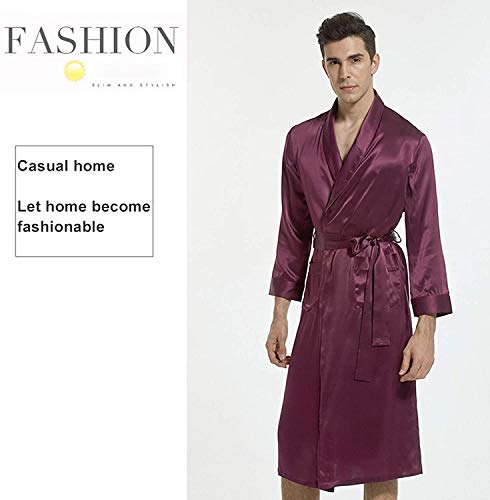 JYCDD Ropa de Dormir para Hombre Camisón Pijamas de Seda Bata de Seda de Manga Larga para Hombre Albornoz de Servicio A Domicilio para Hombre de Moda,Púrpura,S JYCDD Ropa de Dormir para Hombre Camisón Pijamas de Seda Bata de Seda de Manga Larga para Hombre Albornoz de Servicio A Domicilio para Hombre de Moda,Púrpura,S