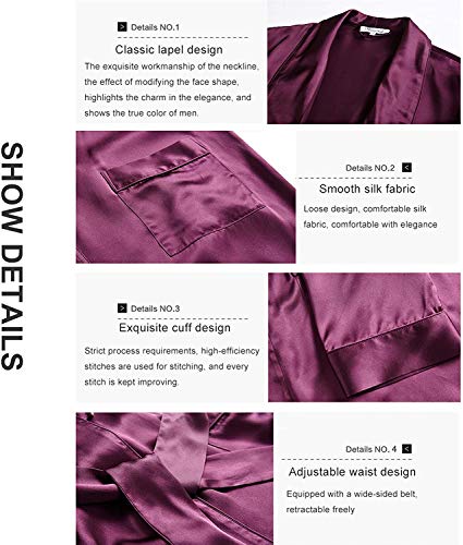 JYCDD Ropa de Dormir para Hombre Camisón Pijamas de Seda Bata de Seda de Manga Larga para Hombre Albornoz de Servicio A Domicilio para Hombre de Moda,Púrpura,S JYCDD Ropa de Dormir para Hombre Camisón Pijamas de Seda Bata de Seda de Manga Larga para Hombre Albornoz de Servicio A Domicilio para Hombre de Moda,Púrpura,S