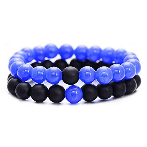 JYHW El más Nuevo Yin Yang Distancia Pulsera para Mujeres Hombres Natural Negro Piedra Mala Granos Pulseras Joyería de Moda de Yoga, Sapphire Black