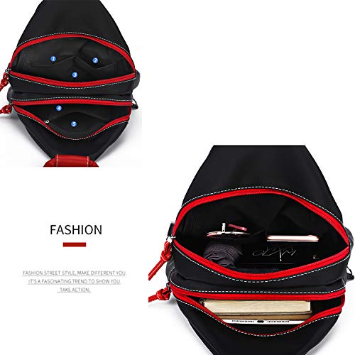 Jywmsc Mujeres Elegante Nylon Ligero Mochila Bolsa de Hombro Al Aire Libre Bolsa de Pecho con Puerto de Carga USB